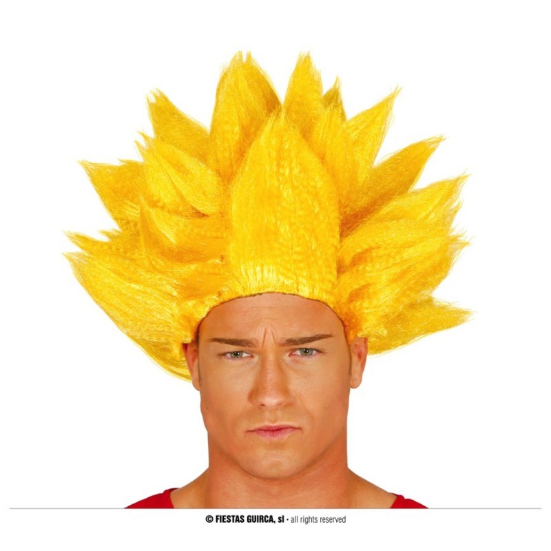 PERRUQUE SAMOURAI GUERRERO MANGA JAUNE ADULTE PERRUQUE SAMOURAI GUERRERO MANGA JAUNE ADULTE