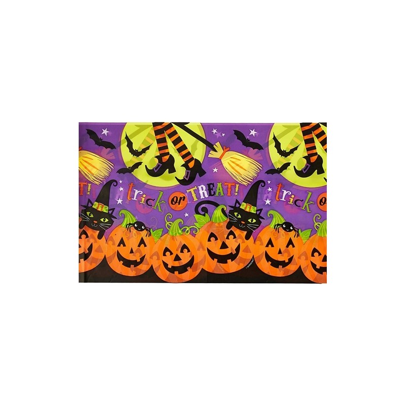 NAPPE HALLOWEEN SORCIERE ET CITROUILLE 137 X 259 CM 