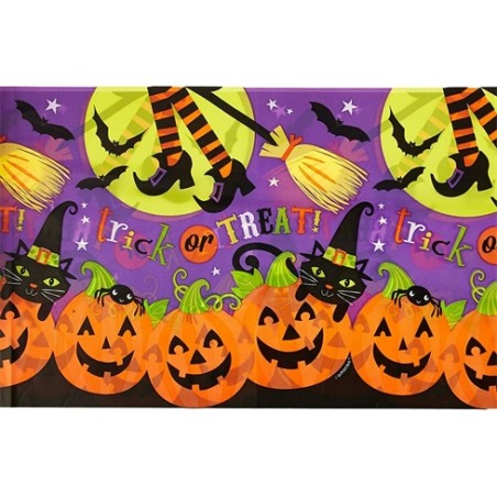 NAPPE HALLOWEEN SORCIERE ET CITROUILLE 137 X 259 CM 