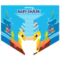 8 CARTES D'INVITATIONS BABY SHARK AVEC ENVELOPE