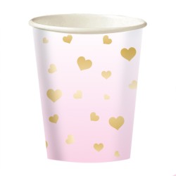 8 GOBELET BLANC AVEC COEUR OR 250 ML 