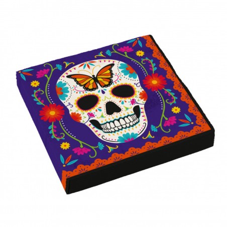 16 SERVIETTES JOUR DES MORTS COCO 33 X 33 CM 