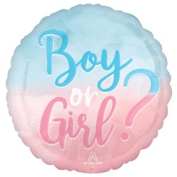 BALLON METALLIQUE ROND BOY OR GIRL ? 43 CM 