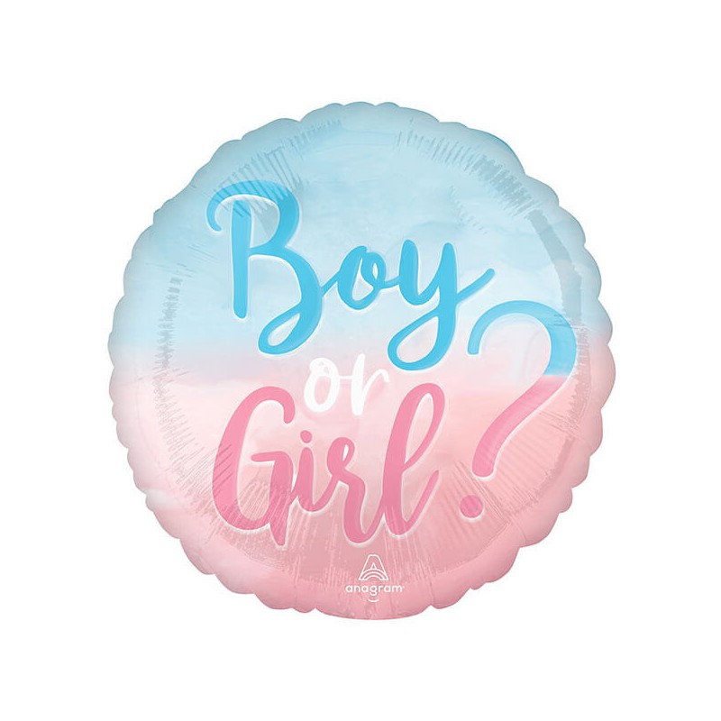 BALLON METALLIQUE ROND BOY OR GIRL ? 43 CM 