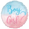 BALLON METALLIQUE ROND BOY OR GIRL ? 43 CM 