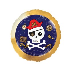 BALLON ROND METALLIQUE PIRATE 43 CM 