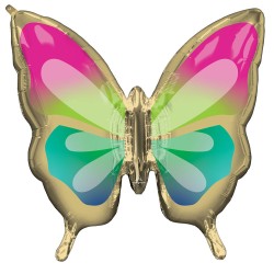 BALLON METALLIQUE PAPILLON OR 76 X 71 CM 