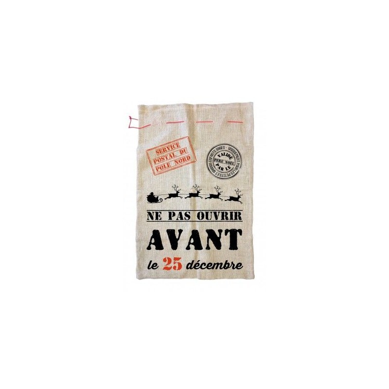 SAC JUTE SERVICE POSTAL DE NOEL 60 X 90 CM 