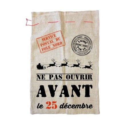 SAC JUTE SERVICE POSTAL DE NOEL 60 X 90 CM 