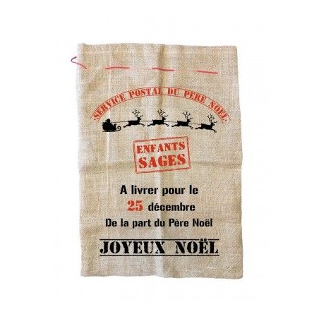 SAC JUTE SERVICE POSTAL DE NOEL 50 X 70 CM 