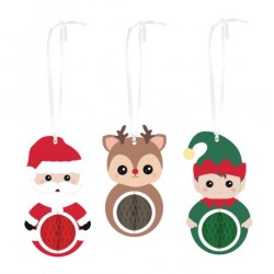 3 SUSPENSIONS PAPIER ALVEOLE SWEETY XMAS 16 CM