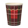 8 GOBELETS ROUGES TARTAN FESTONNEES OR 200 ML