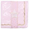 16 SERVIETTES FESTONNEES ROSE PASTEL ET OR 33 X 33 CM