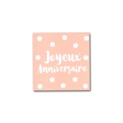 12 SERVIETTE CARREE JOYEUX ANNIVERSAIRE ROSE GOLD  33 X 33 CM 