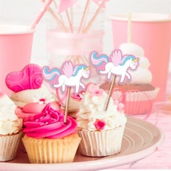 12 DECORATIONS DE GATEAU LICORNE 