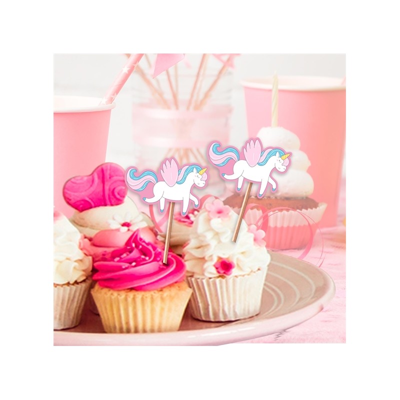 12 DECORATIONS DE GATEAU LICORNE 