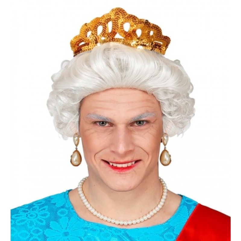 PERRUQUE DE REINE THE QUEEN BLANC GRIS