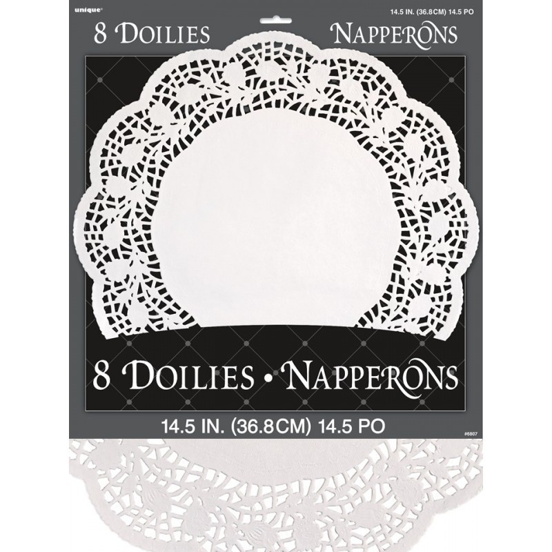 8 NAPPERONS BLANCS RONDS DIAMETRE 36.8 CM 