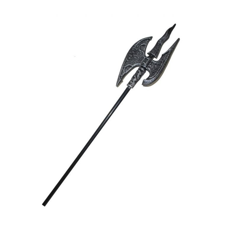 DOUBLE HACHE OU HALLEBARDE MEDIEVALE EN PLASTIQUE 120 CM