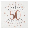 10 SERVIETTES ETINCELANTES 50 ANS ROSE GOLD 33 X 33 CM 