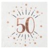 10 SERVIETTES ETINCELANTES 50 ANS ROSE GOLD 33 X 33 CM 