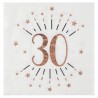 10 SERVIETTES ETINCELANTES 30 ANS ROSE GOLD 33 X 33 CM 