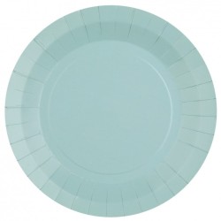 10 ASSIETTES RONDES RAINBOW BLEU CLAIR BIODEGRADABLE 22.5 CM 