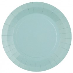 10 ASSIETTES RONDES RAINBOW BLEU CLAIRE BIODEGRADABLE 22.5 CM 