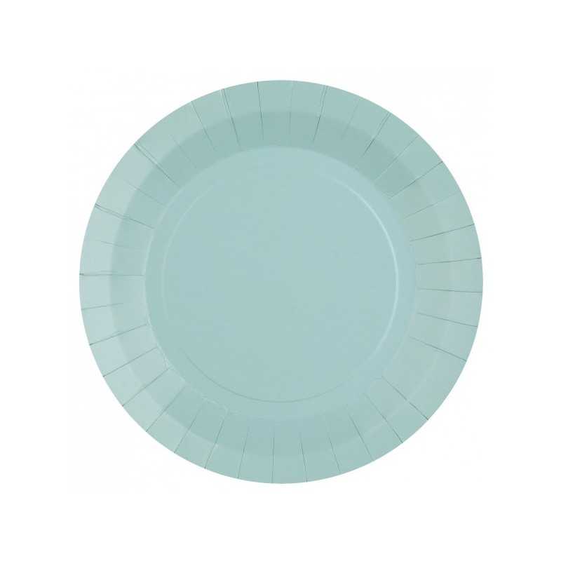10 ASSIETTES RONDES RAINBOW BLEU CLAIR BIODEGRADABLE 22.5 CM 