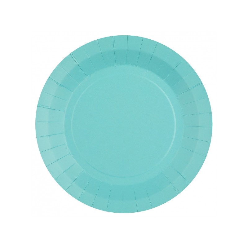 10 ASSIETTES RONDES RAINBOW BLEU CIEL BIODEGRADABLE 22.5 CM 