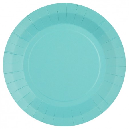 10 ASSIETTES RONDES RAINBOW BLEU CIEL BIODEGRADABLE 22.5 CM 