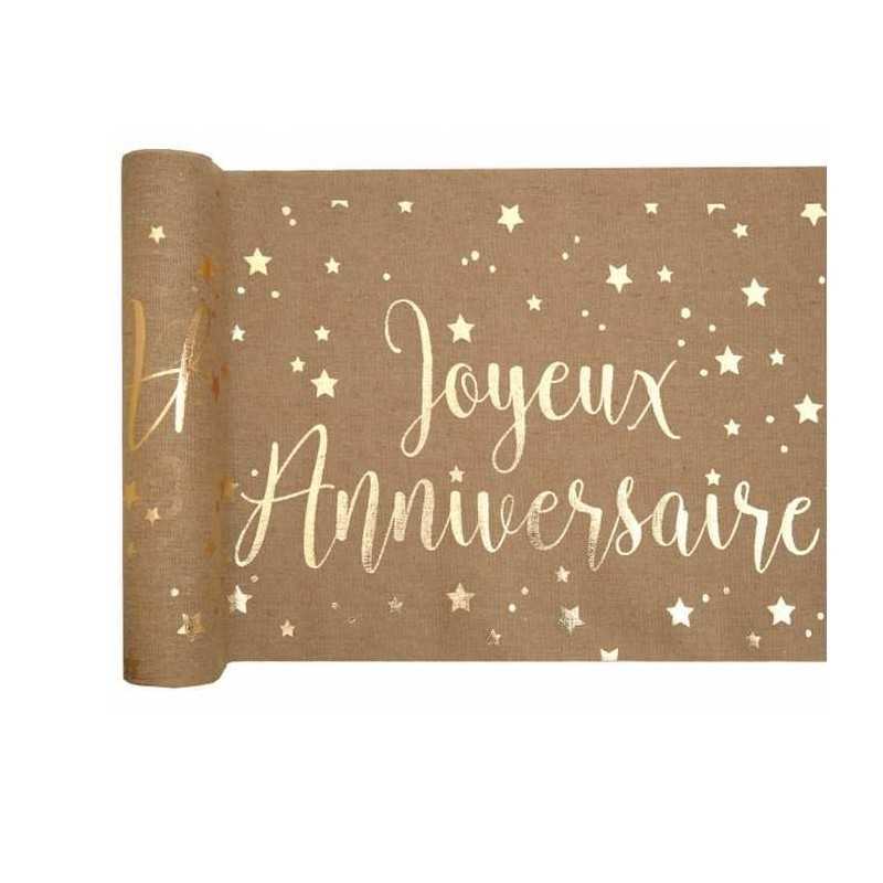 CHEMIN DE TABLE JOYEUX ANNIVERSAIRE KRAFT ET OR 3 METRES