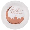 10 ASSIETTES  BLANCHE EID MUBARAK ROSE GOLD 22.5 CM