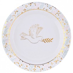 10 ASSIETTES RONDES BLANCHE COMMUNION 22.5 CM 