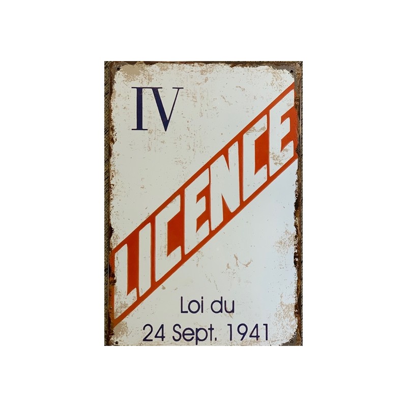 PLAQUE METAL VINTAGE LICENCE 4