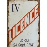 PLAQUE METAL VINTAGE LICENCE 4