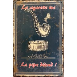 PLAQUE METAL VINTAGE LA CIGARETTE TUE