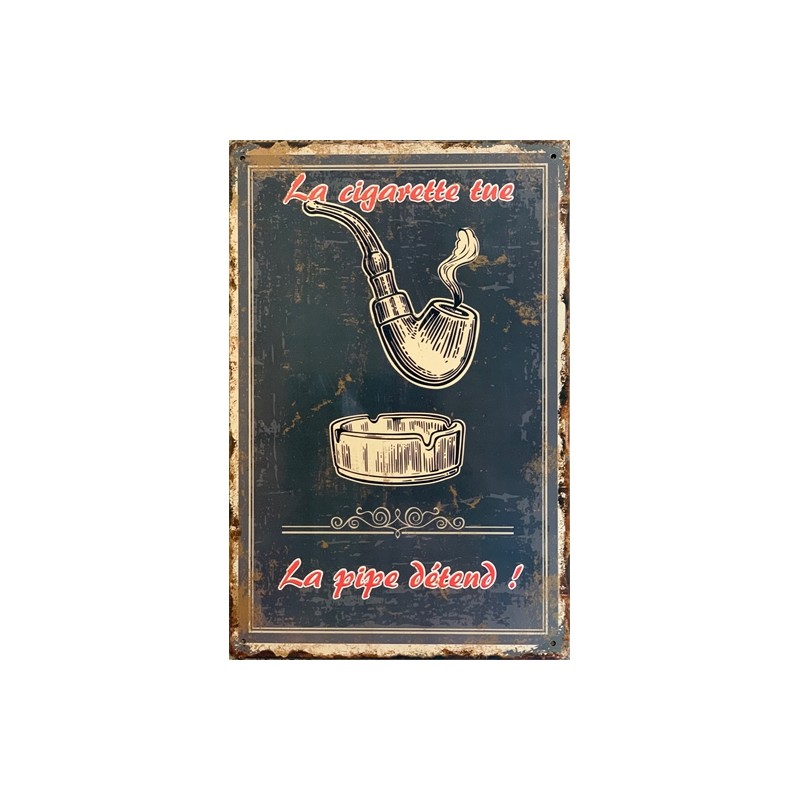 PLAQUE METAL VINTAGE LA CIGARETTE TUE