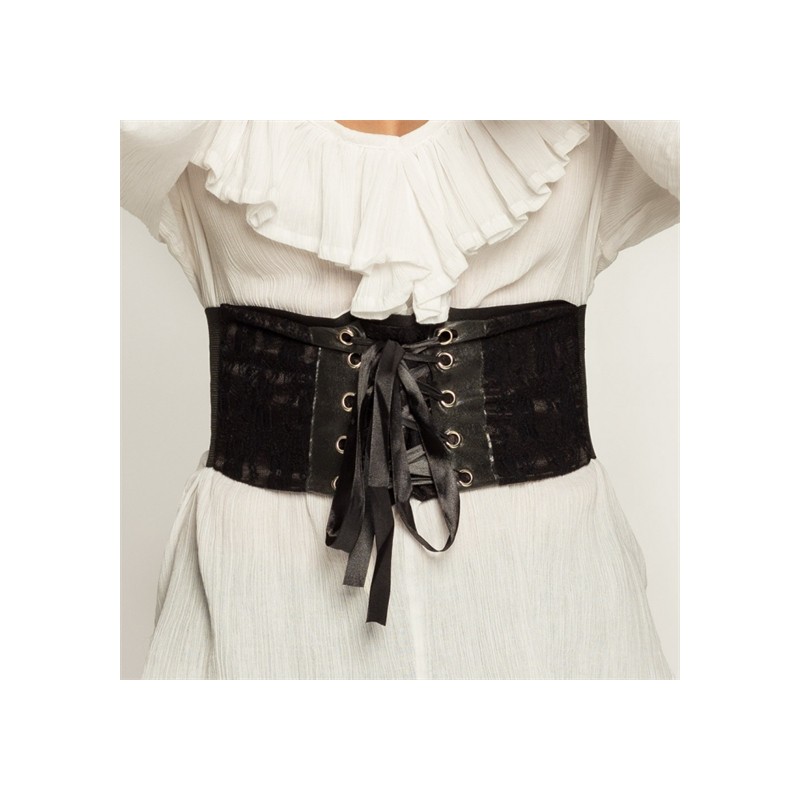 CORSET NOIR TYPE MEDIEVAL-PIRATE TAILLE M-L