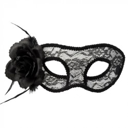 MASQUE DENTELLE NOIRE ET ROSE NOIRE