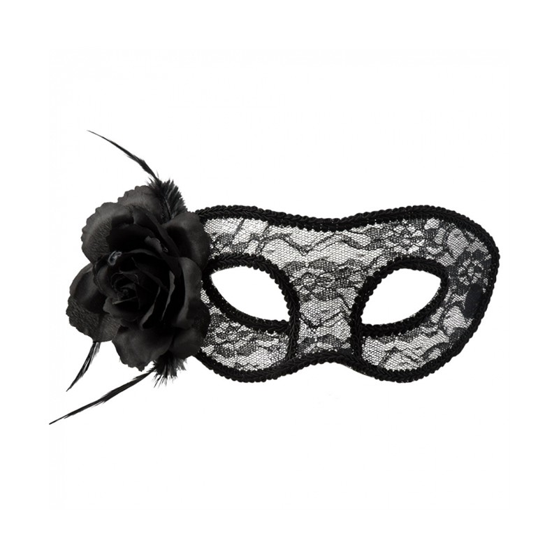 MASQUE DENTELLE NOIRE ET ROSE NOIRE