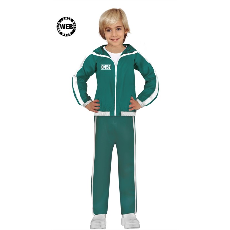 DEGUISEMENT SQUID GAME JOUEUR EN JOGGING VERT TAILLE 10-12 ANS