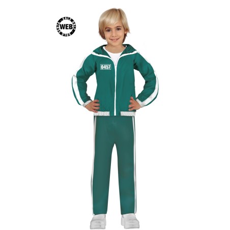 DEGUISEMENT SQUID GAME JOUEUR EN JOGGING VERT TAILLE 10-12 ANS