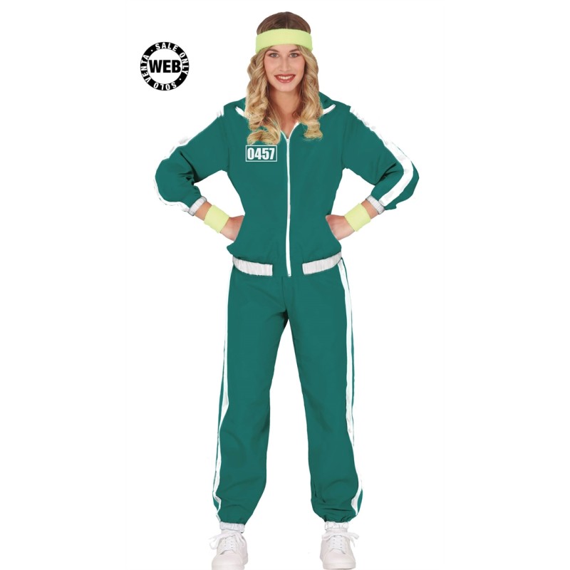 DEGUISEMENT SQUID GAME ADULTE JOUEUSE EN JOGGING VERT TAILLE S