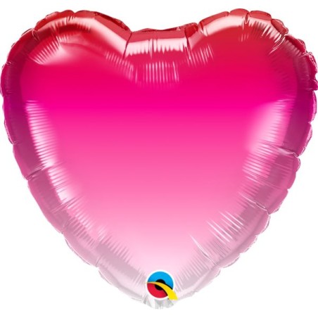 BALLON METALLIQUE COEUR ROUGE OMBRE 46 CM 