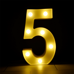 DECORATION LED CHIFFRE 5 25 CM BLANC CHAUD