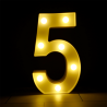 DECORATION LED CHIFFRE 5 25 CM BLANC CHAUD