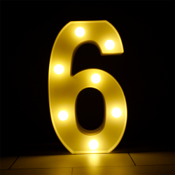 DECORATION LED CHIFFRE 6 25 CM BLANC CHAUD