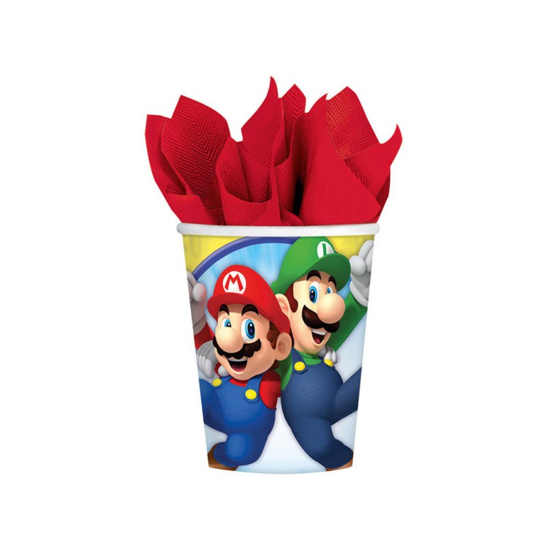 8 GOBELETS MARIO KART EN CARTON 250 ML