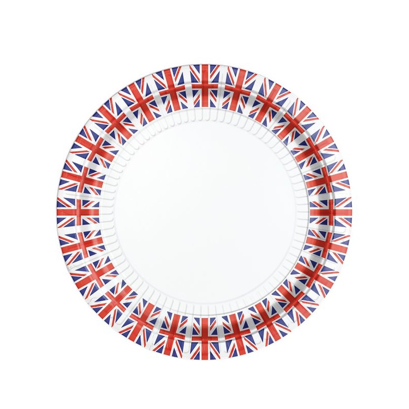 8 ASSIETTES RONDES DRAPEAU LONDON 23 CM 